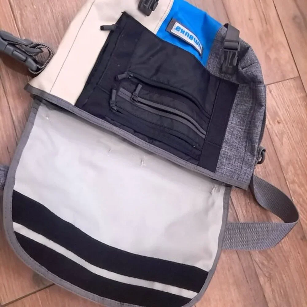 Timbuk2 Freestyle Plus Messenger Shoulder Bag Blue Gray cream grey crossbody‎